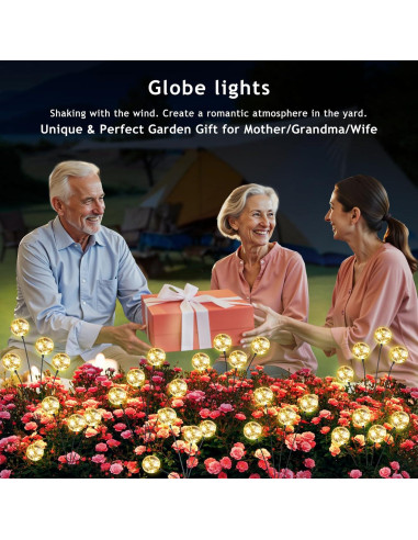 Luces Solares de Globo Figbush para Jardín 4 Paquetes 16 LED