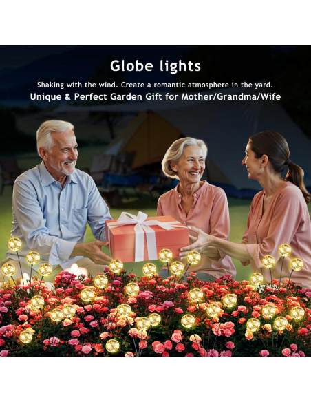 Luces Solares de Globo Figbush para Jardín 4 Paquetes 16 LED