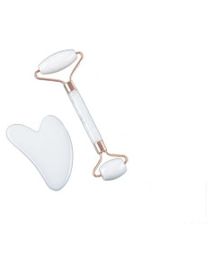 Juego de Rodillo de Jade Blanco y Gua Sha Pokinge - Masaje Facial