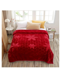 Manta Reversible Hiyoko 215x241 cm Terciopelo Burdeos/Lavanda