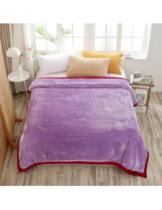 Manta Reversible Hiyoko 215x241 cm Terciopelo Burdeos/Lavanda 2