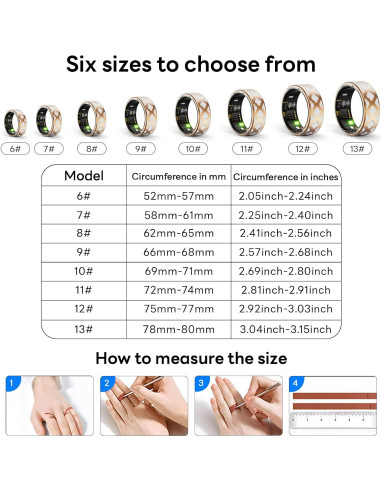 Anillo Inteligente HPLSZCN para Fitness y Sueño, IP68, Oro Rosa