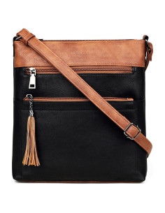 Bolso Cruzado MASINTOR para Mujeres - Cuero Vegano, Negro Marrón