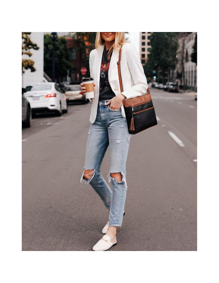 Bolso Cruzado MASINTOR para Mujeres - Cuero Vegano, Negro Marrón