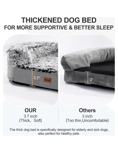 Cama ortopédica para perros iweepet XL 111.8x82.7cm con espuma