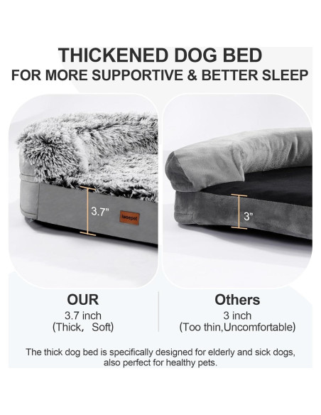 Cama ortopédica para perros iweepet XL 111.8x82.7cm con espuma
