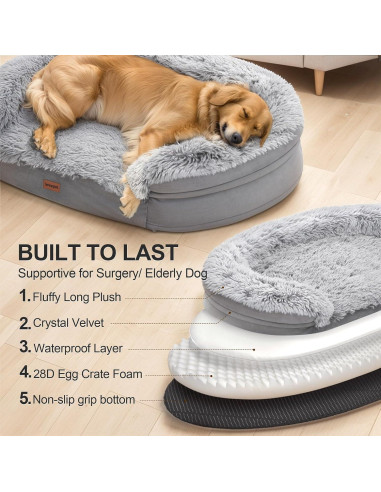 Cama ortopédica para perros iweepet XL 111.8x82.7cm con espuma