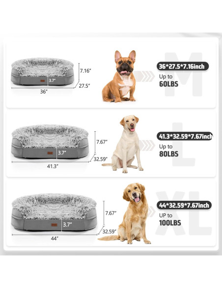 Cama ortopédica para perros iweepet XL 111.8x82.7cm con espuma