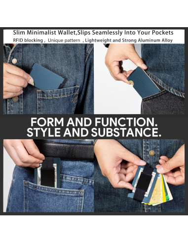 Billetera Minimalista Golridi para Hombres con Bloqueo RFID Azul
