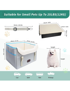 Asiento de coche para perros pequeños Threedokke 41x32x28cm 2