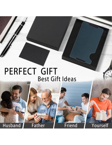 Billetera Minimalista Golridi para Hombres con Bloqueo RFID Azul