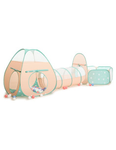 Carpa de Juego 3 en 1 SISTICKER con Piscina de Pelotas y Túnel