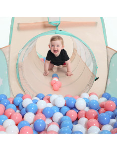 Carpa de Juego 3 en 1 SISTICKER con Piscina de Pelotas y Túnel 2