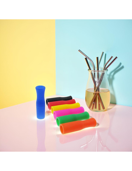 20 Consejos de Silicona Coloridos Rosojodg para Pajitas de Metal