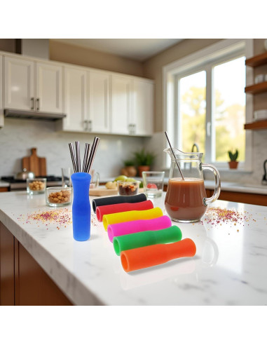 20 Consejos de Silicona Coloridos Rosojodg para Pajitas de Metal