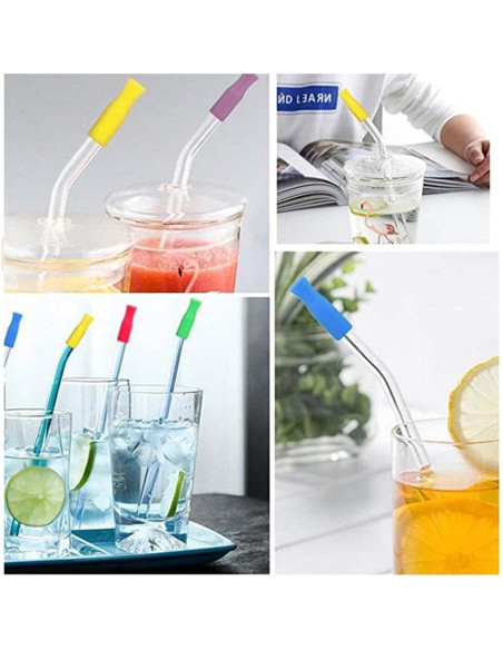 20 Consejos de Silicona Coloridos Rosojodg para Pajitas de Metal