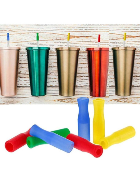 20 Consejos de Silicona Coloridos Rosojodg para Pajitas de Metal