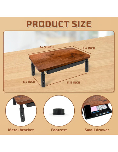 Soporte para Monitor BEHEY de Madera y Metal Ajustable 36.8 cm