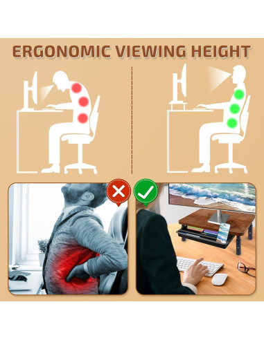 Soporte para Monitor BEHEY de Madera y Metal Ajustable 36.8 cm