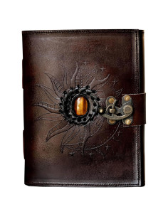 Cuaderno de Cuero Marrón Hecho a Mano 20.32x15.24 cm