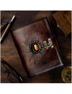 Cuaderno de Cuero Marrón Hecho a Mano 20.32x15.24 cm 2