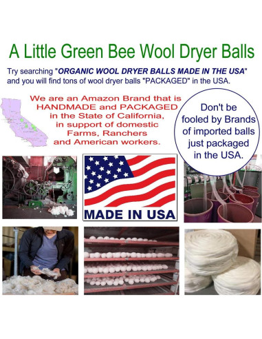6 Pelotas de Secado de Lana Ecológicas A Little Green Bee