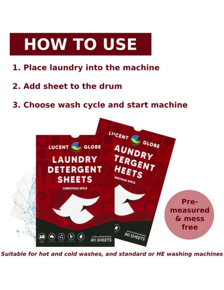 Hojas de Detergente para Ropa Lucent Globe - 80 Hojas Especia Navideña