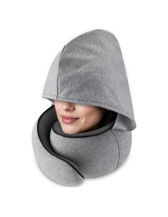 Almohada de Viaje MIAGLACE AirTraveler Hood con Capucha Gris Claro