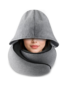 Almohada de Viaje MIAGLACE AirTraveler Hood con Capucha Gris Claro 2