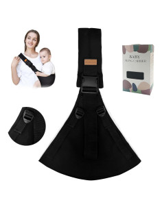 Portabebés Sling Mejorado 2025 Negro - 4 Correas Ajustables