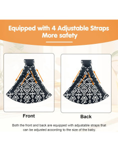 Portabebés Sling Mejorado 2025 Negro - 4 Correas Ajustables 2