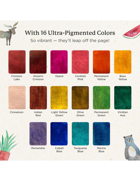 Juego de Pinturas Acuareladas Viviva Colors - 16 Colores Vibrantes