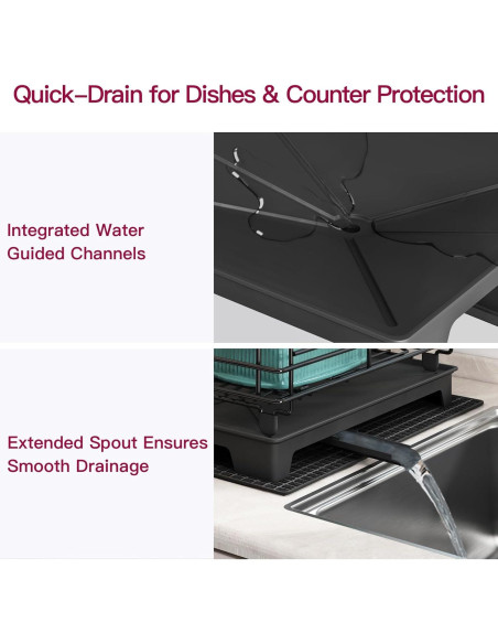 Escurridor de Platos BOOSINY 2 Niveles Acero Inoxidable Negro