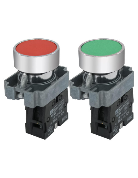 Interruptor de Botón Momentáneo mxuteuk 22mm Rojo y Verde 660V 10A