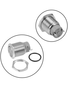 Interruptor de Botón Metálico uxcell 16mm Retención 3A SPST 2