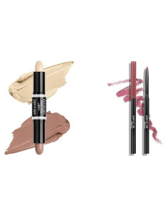 Paquete de Maquillaje Wet n Wild: Stick Contorno Doble Cara + Lápiz Labial Gel Morado