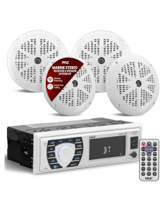 Receptor de Radio Marina Pyle PLMRKT38W Bluetooth 12V con 4 Altavoces