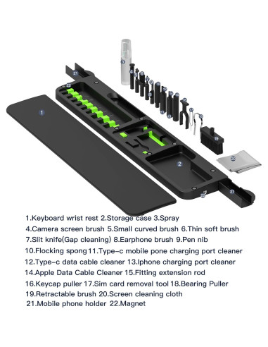 Reposamuñecas Ergonómico Hallocool con Kit de Limpieza 22-en-1