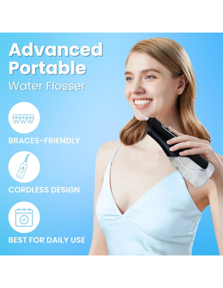 Hilo Dental Eléctrico Loot Negro 310ML 4 Modos 8 Puntas