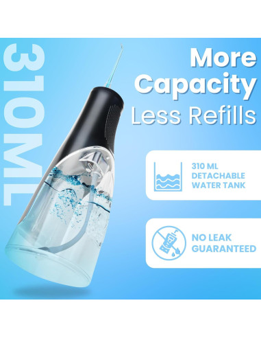 Hilo Dental Eléctrico Loot Negro 310ML 4 Modos 8 Puntas