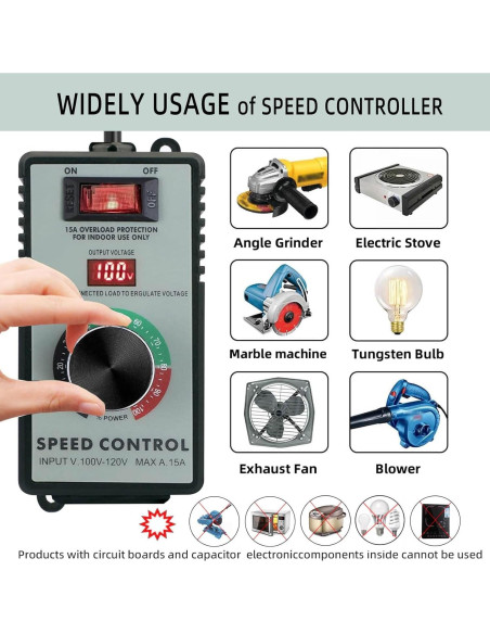 Controlador de Velocidad de Motor AC YYinno 15A 4000W