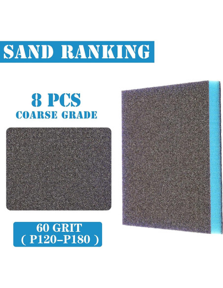 8 Piezas Esponjas de Lijado Jamiikury 60 Granos Lavables 100x120mm