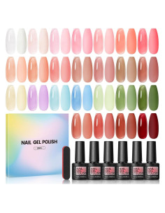 COSCELIA Kit de Esmalte de Gel Jelly 25 Colores para Manicura