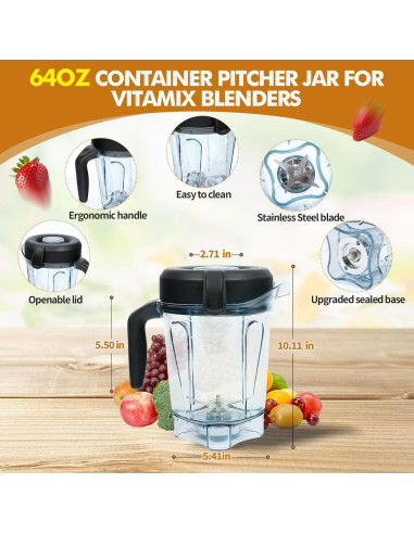 Jarra de Mezcla de 1.89L Deuovht para Vitamix 750, 5200, 5000