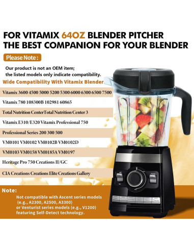 Jarra de Mezcla de 1.89L Deuovht para Vitamix 750, 5200, 5000