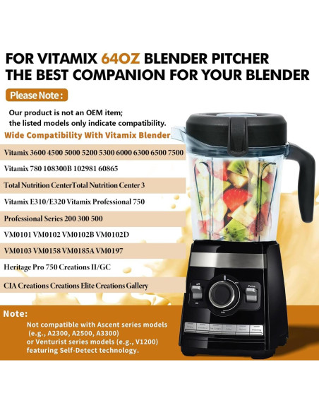 Jarra de Mezcla de 1.89L Deuovht para Vitamix 750, 5200, 5000