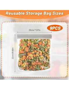 Bolsas Reutilizables Qianyu 10 Piezas a Prueba de Fugas 2