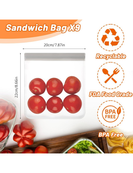 Bolsas Reutilizables Qianyu 10 Piezas a Prueba de Fugas