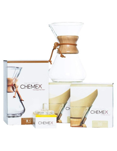 Cafetera Chemex Clásica 10 Tazas + 200 Filtros Bonded