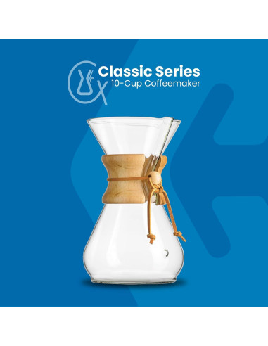 Cafetera Chemex Clásica 10 Tazas + 200 Filtros Bonded
